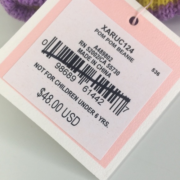 New Juicy Couture Girls Pom Pom Beanie Purple Blue $48 - Picture 3 of 6